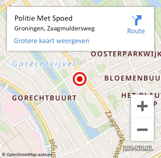 Locatie op kaart van de 112 melding: Politie Met Spoed Naar Groningen, Zaagmuldersweg op 18 januari 2023 08:04