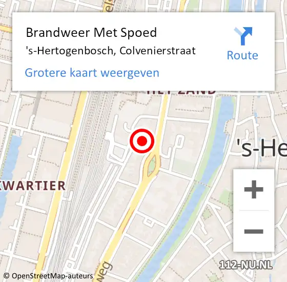 Locatie op kaart van de 112 melding: Brandweer Met Spoed Naar 's-Hertogenbosch, Colvenierstraat op 18 januari 2023 08:10