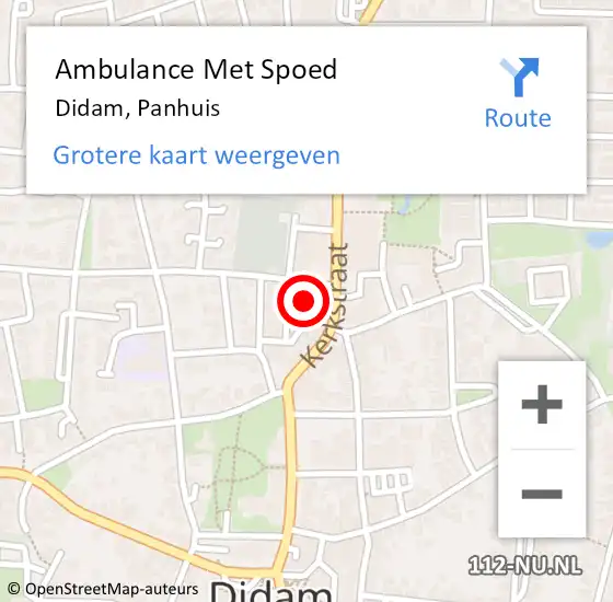 Locatie op kaart van de 112 melding: Ambulance Met Spoed Naar Didam, Panhuis op 18 januari 2023 08:50
