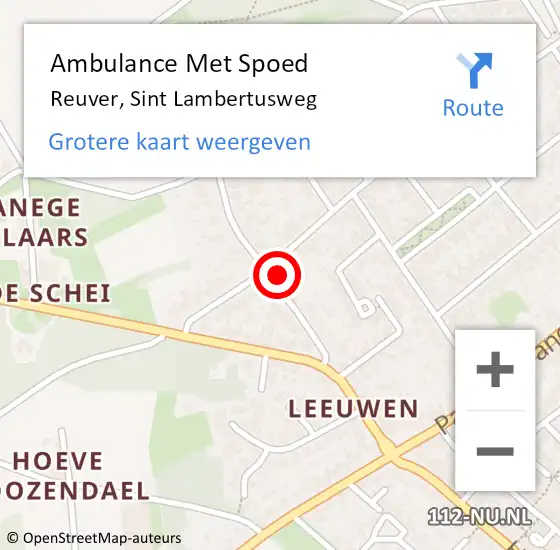 Locatie op kaart van de 112 melding: Ambulance Met Spoed Naar Reuver, Sint Lambertusweg op 18 januari 2023 08:52