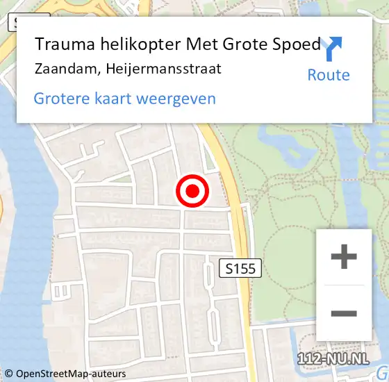 Locatie op kaart van de 112 melding: Trauma helikopter Met Grote Spoed Naar Zaandam, Heijermansstraat op 18 januari 2023 09:09