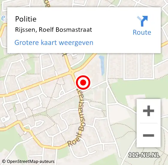 Locatie op kaart van de 112 melding: Politie Rijssen, Roelf Bosmastraat op 18 januari 2023 09:13