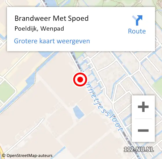 Locatie op kaart van de 112 melding: Brandweer Met Spoed Naar Poeldijk, Wenpad op 18 januari 2023 09:21