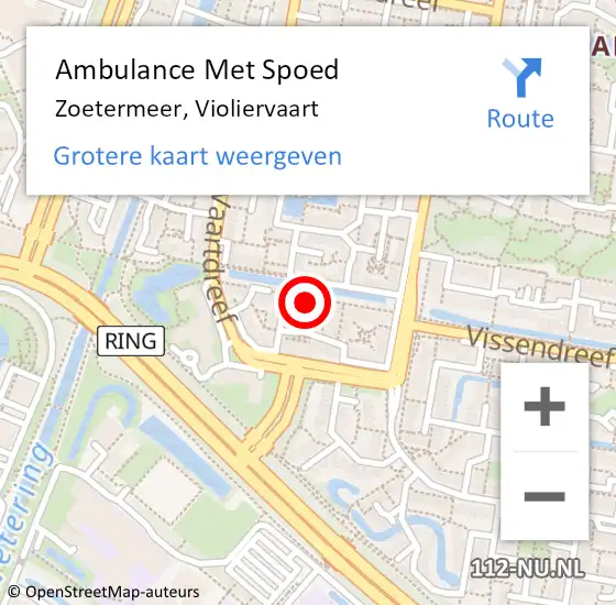 Locatie op kaart van de 112 melding: Ambulance Met Spoed Naar Zoetermeer, Violiervaart op 18 januari 2023 09:23