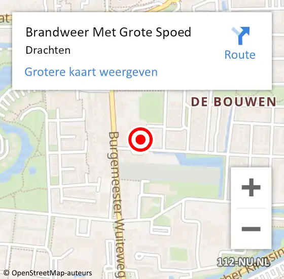 Locatie op kaart van de 112 melding: Brandweer Met Grote Spoed Naar Drachten op 18 januari 2023 09:26