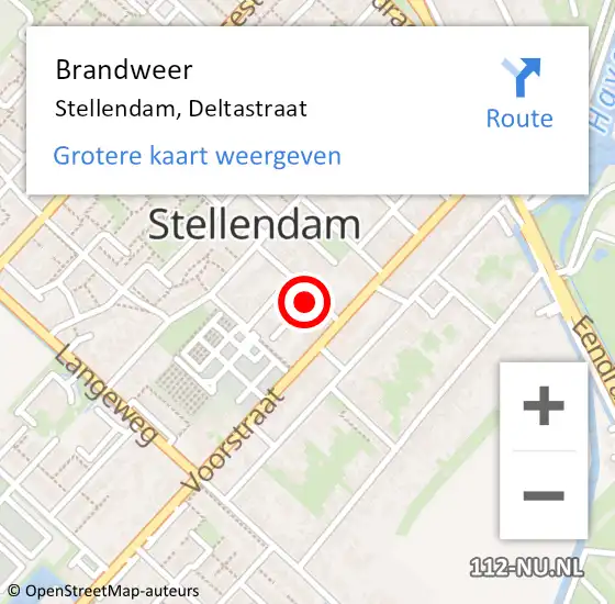 Locatie op kaart van de 112 melding: Brandweer Stellendam, Deltastraat op 18 januari 2023 09:48