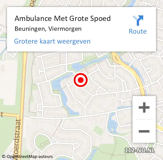 Locatie op kaart van de 112 melding: Ambulance Met Grote Spoed Naar Beuningen, Viermorgen op 18 januari 2023 09:48