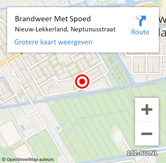 Locatie op kaart van de 112 melding: Brandweer Met Spoed Naar Nieuw-Lekkerland, Neptunusstraat op 18 januari 2023 09:50