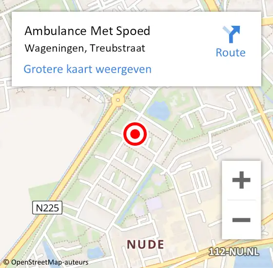 Locatie op kaart van de 112 melding: Ambulance Met Spoed Naar Wageningen, Treubstraat op 18 januari 2023 09:58