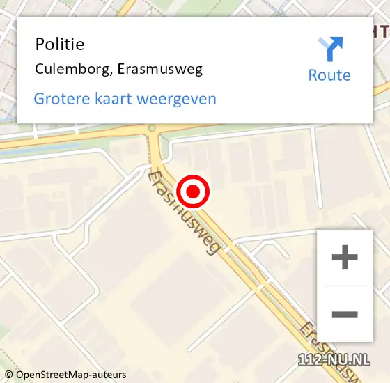 Locatie op kaart van de 112 melding: Politie Culemborg, Erasmusweg op 18 januari 2023 10:02