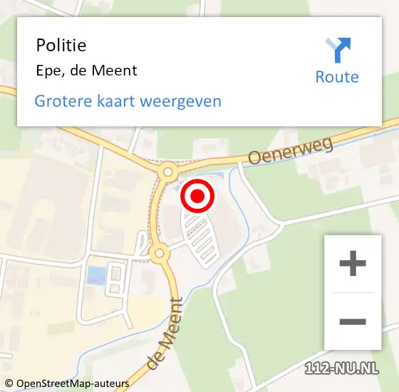 Locatie op kaart van de 112 melding: Politie Epe, de Meent op 18 januari 2023 10:11