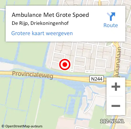 Locatie op kaart van de 112 melding: Ambulance Met Grote Spoed Naar De Rijp, Driekoningenhof op 18 januari 2023 10:18