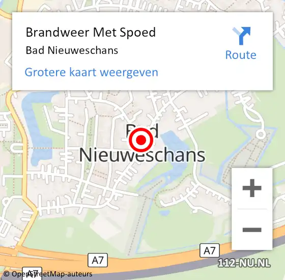 Locatie op kaart van de 112 melding: Brandweer Met Spoed Naar Bad Nieuweschans op 18 januari 2023 10:37