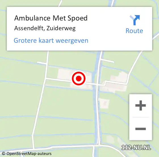 Locatie op kaart van de 112 melding: Ambulance Met Spoed Naar Assendelft, Zuiderweg op 18 januari 2023 10:42