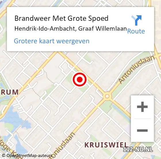 Locatie op kaart van de 112 melding: Brandweer Met Grote Spoed Naar Hendrik-Ido-Ambacht, Graaf Willemlaan op 18 januari 2023 10:50