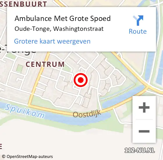 Locatie op kaart van de 112 melding: Ambulance Met Grote Spoed Naar Oude-Tonge, Washingtonstraat op 18 januari 2023 10:53