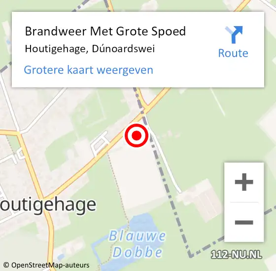 Locatie op kaart van de 112 melding: Brandweer Met Grote Spoed Naar Houtigehage, Dúnoardswei op 18 januari 2023 10:57