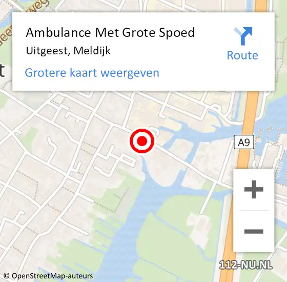 Locatie op kaart van de 112 melding: Ambulance Met Grote Spoed Naar Uitgeest, Meldijk op 18 januari 2023 11:09