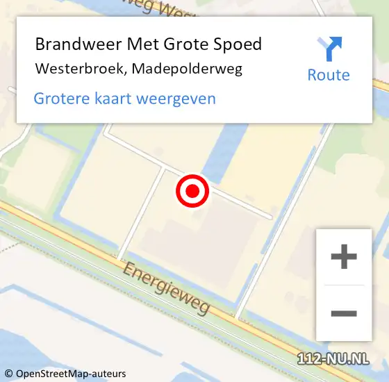 Locatie op kaart van de 112 melding: Brandweer Met Grote Spoed Naar Westerbroek, Madepolderweg op 18 januari 2023 11:16