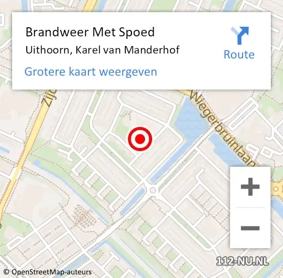 Locatie op kaart van de 112 melding: Brandweer Met Spoed Naar Uithoorn, Karel van Manderhof op 18 januari 2023 11:27