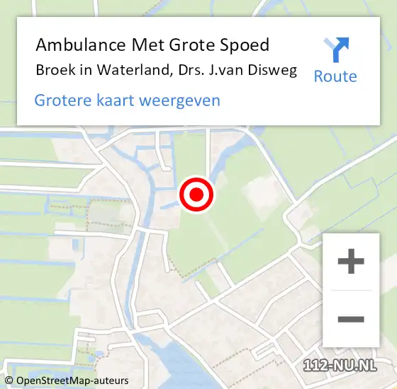 Locatie op kaart van de 112 melding: Ambulance Met Grote Spoed Naar Broek in Waterland, Drs. J.van Disweg op 18 januari 2023 11:38