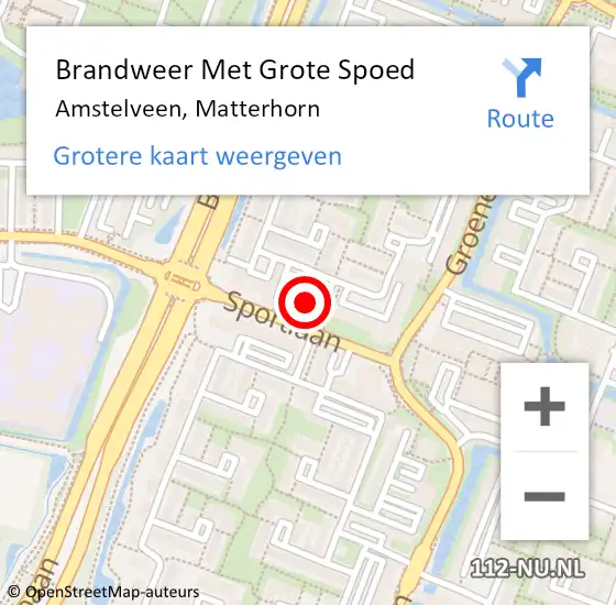 Locatie op kaart van de 112 melding: Brandweer Met Grote Spoed Naar Amstelveen, Matterhorn op 18 januari 2023 11:42