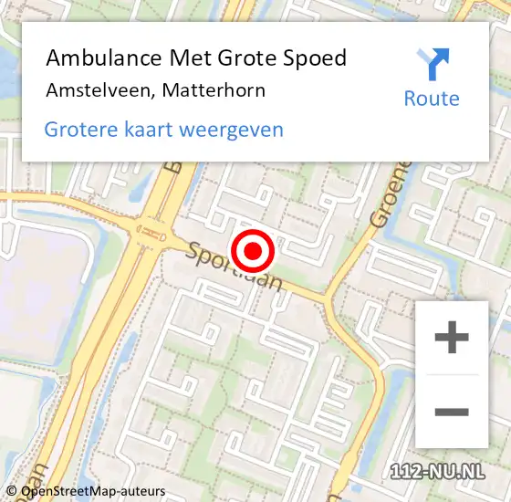 Locatie op kaart van de 112 melding: Ambulance Met Grote Spoed Naar Amstelveen, Matterhorn op 18 januari 2023 11:43