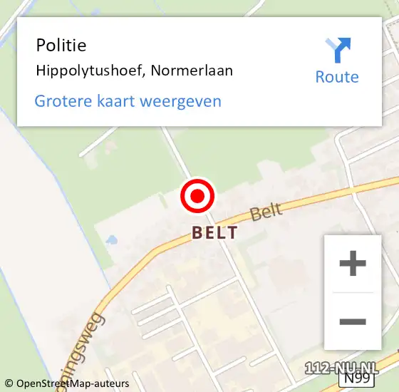 Locatie op kaart van de 112 melding: Politie Hippolytushoef, Normerlaan op 11 oktober 2013 11:30