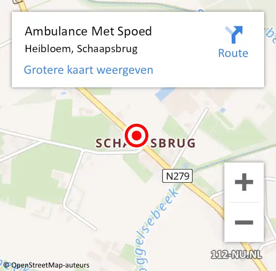 Locatie op kaart van de 112 melding: Ambulance Met Spoed Naar Heibloem, Schaapsbrug op 12 augustus 2014 15:23
