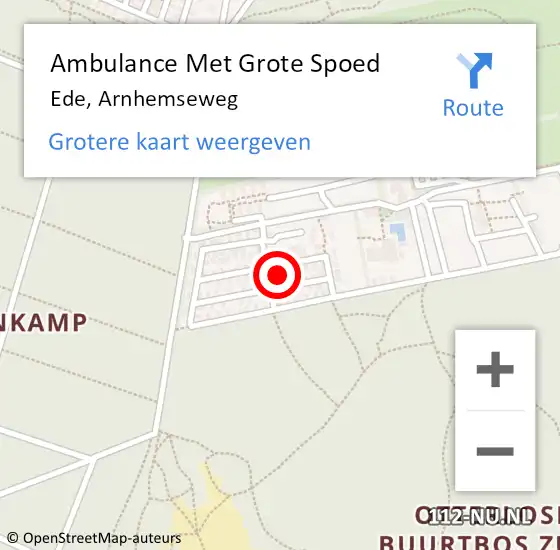 Locatie op kaart van de 112 melding: Ambulance Met Grote Spoed Naar Ede, Arnhemseweg op 18 januari 2023 11:49