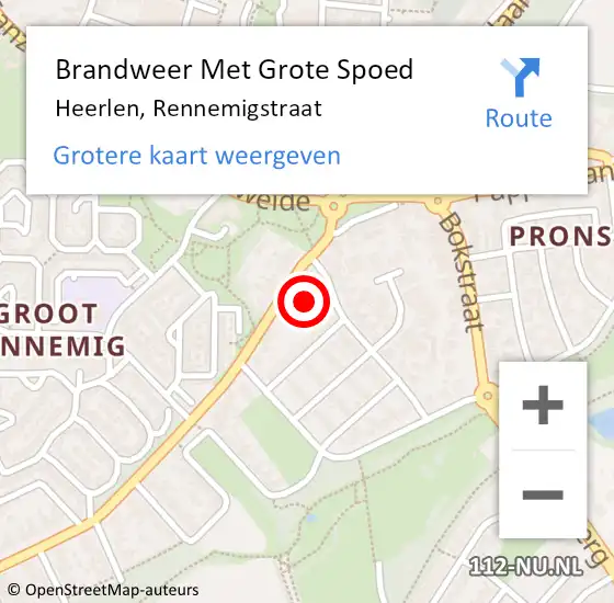 Locatie op kaart van de 112 melding: Brandweer Met Grote Spoed Naar Heerlen, Rennemigstraat op 18 januari 2023 11:51