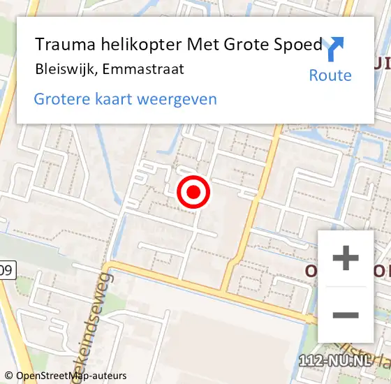 Locatie op kaart van de 112 melding: Trauma helikopter Met Grote Spoed Naar Bleiswijk, Emmastraat op 18 januari 2023 11:59