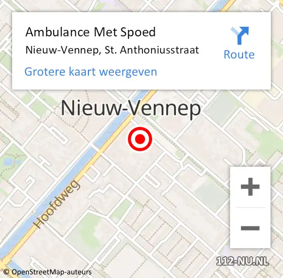 Locatie op kaart van de 112 melding: Ambulance Met Spoed Naar Nieuw-Vennep, St. Anthoniusstraat op 18 januari 2023 12:04