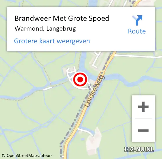 Locatie op kaart van de 112 melding: Brandweer Met Grote Spoed Naar Warmond, Langebrug op 18 januari 2023 12:05