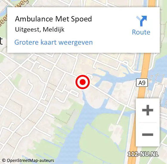 Locatie op kaart van de 112 melding: Ambulance Met Spoed Naar Uitgeest, Meldijk op 18 januari 2023 12:45