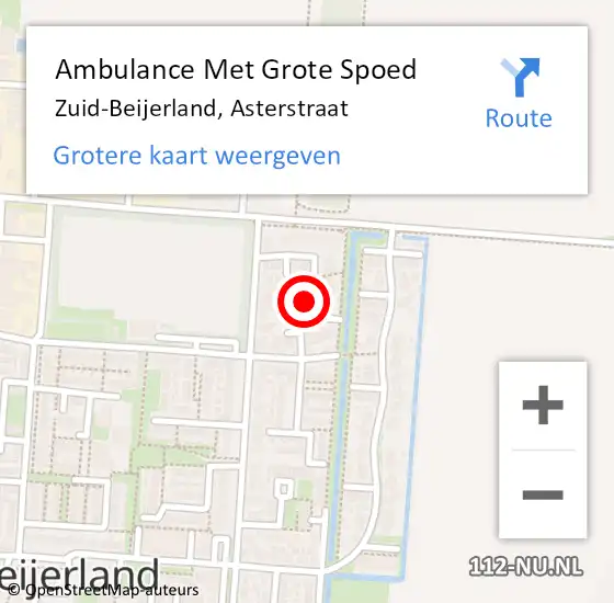 Locatie op kaart van de 112 melding: Ambulance Met Grote Spoed Naar Zuid-Beijerland, Asterstraat op 18 januari 2023 12:55