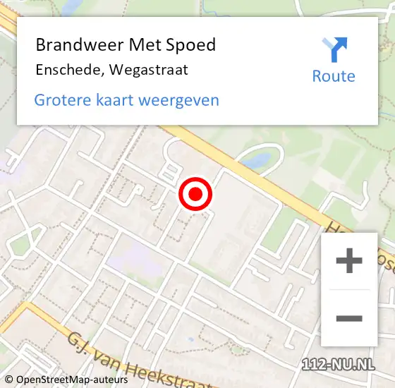 Locatie op kaart van de 112 melding: Brandweer Met Spoed Naar Enschede, Wegastraat op 12 augustus 2014 15:30