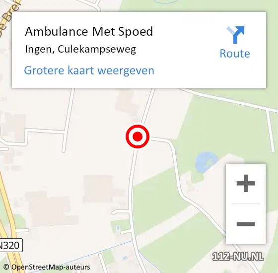 Locatie op kaart van de 112 melding: Ambulance Met Spoed Naar Ingen, Culekampseweg op 12 augustus 2014 15:32