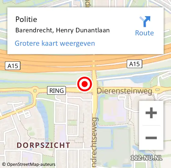 Locatie op kaart van de 112 melding: Politie Barendrecht, Henry Dunantlaan op 18 januari 2023 14:00