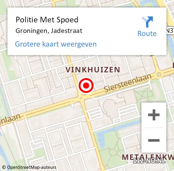 Locatie op kaart van de 112 melding: Politie Met Spoed Naar Groningen, Jadestraat op 18 januari 2023 14:02