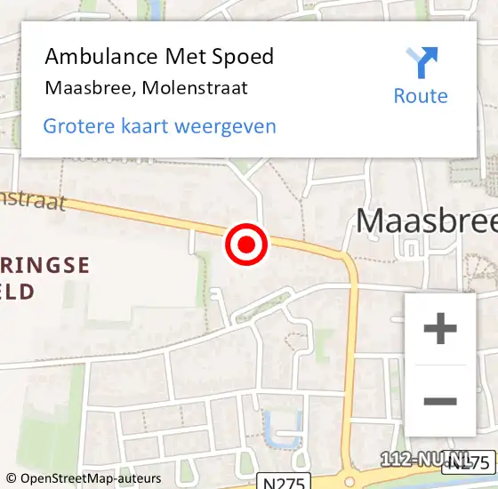 Locatie op kaart van de 112 melding: Ambulance Met Spoed Naar Maasbree, Molenstraat op 12 augustus 2014 15:36