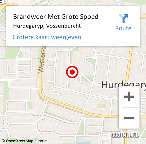 Locatie op kaart van de 112 melding: Brandweer Met Grote Spoed Naar Hurdegaryp, Vossenburcht op 18 januari 2023 14:56