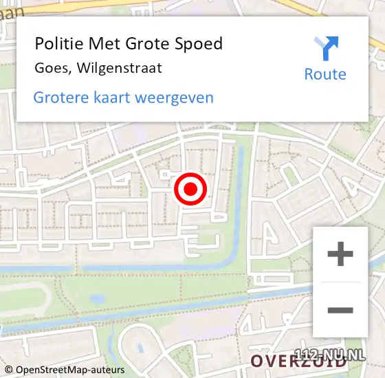 Locatie op kaart van de 112 melding: Politie Met Grote Spoed Naar Goes, Wilgenstraat op 18 januari 2023 15:11