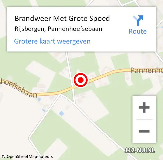 Locatie op kaart van de 112 melding: Brandweer Met Grote Spoed Naar Rijsbergen, Pannenhoefsebaan op 18 januari 2023 15:23