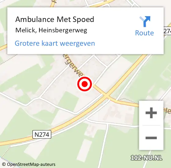 Locatie op kaart van de 112 melding: Ambulance Met Spoed Naar Melick, Heinsbergerweg op 18 januari 2023 15:25