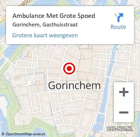 Locatie op kaart van de 112 melding: Ambulance Met Grote Spoed Naar Gorinchem, Gasthuisstraat op 18 januari 2023 15:33