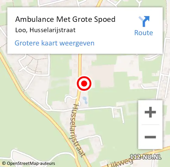 Locatie op kaart van de 112 melding: Ambulance Met Grote Spoed Naar Loo, Husselarijstraat op 18 januari 2023 15:35