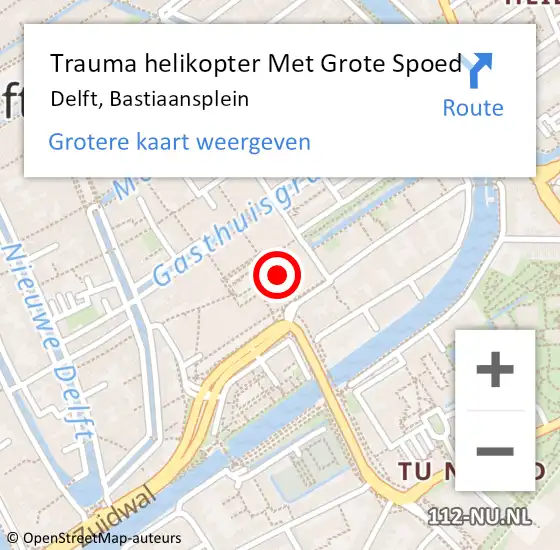 Locatie op kaart van de 112 melding: Trauma helikopter Met Grote Spoed Naar Delft, Bastiaansplein op 18 januari 2023 16:03