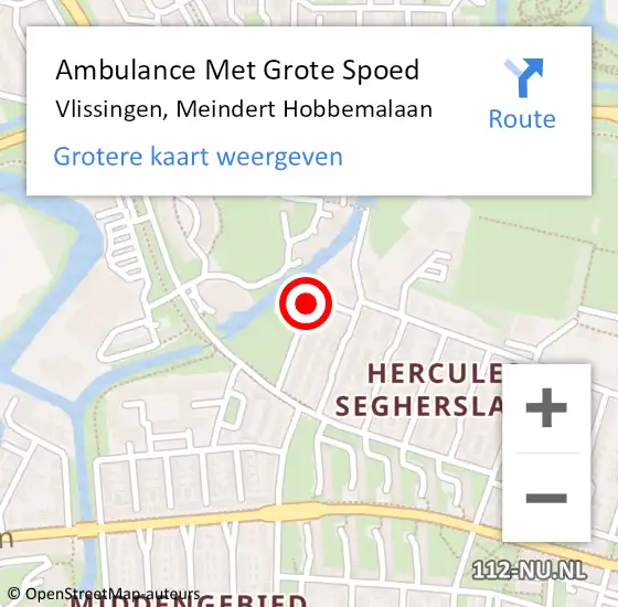 Locatie op kaart van de 112 melding: Ambulance Met Grote Spoed Naar Vlissingen, Meindert Hobbemalaan op 9 september 2013 09:50