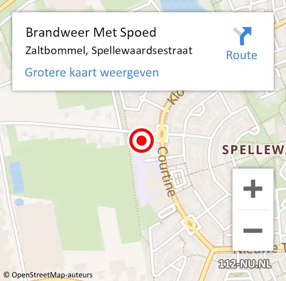 Locatie op kaart van de 112 melding: Brandweer Met Spoed Naar Zaltbommel, Spellewaardsestraat op 18 januari 2023 16:08